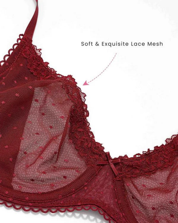 See-Through Lace Balconette Bra