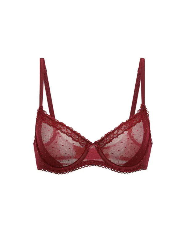 See-Through Lace Balconette Bra