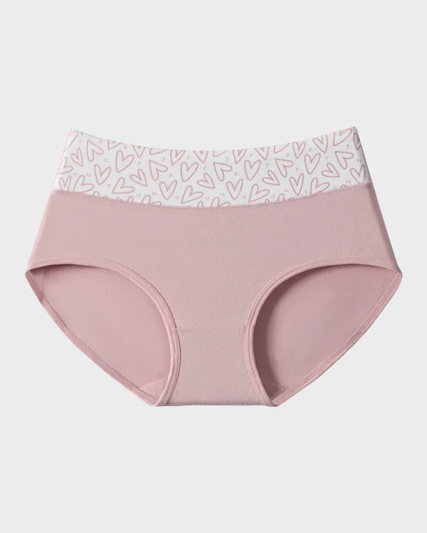 🌸LAST DAY 50% OFF🌸Soft Cotton Heart Print High-Waist Panties (6 Pack)