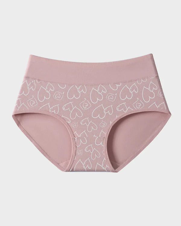 🌸LAST DAY 50% OFF🌸Soft Cotton Heart Print High-Waist Panties (6 Pack)