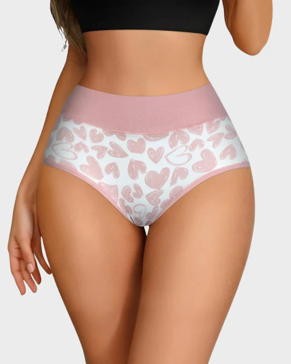 🌸LAST DAY 50% OFF🌸Soft Cotton Heart Print High-Waist Panties (6 Pack)