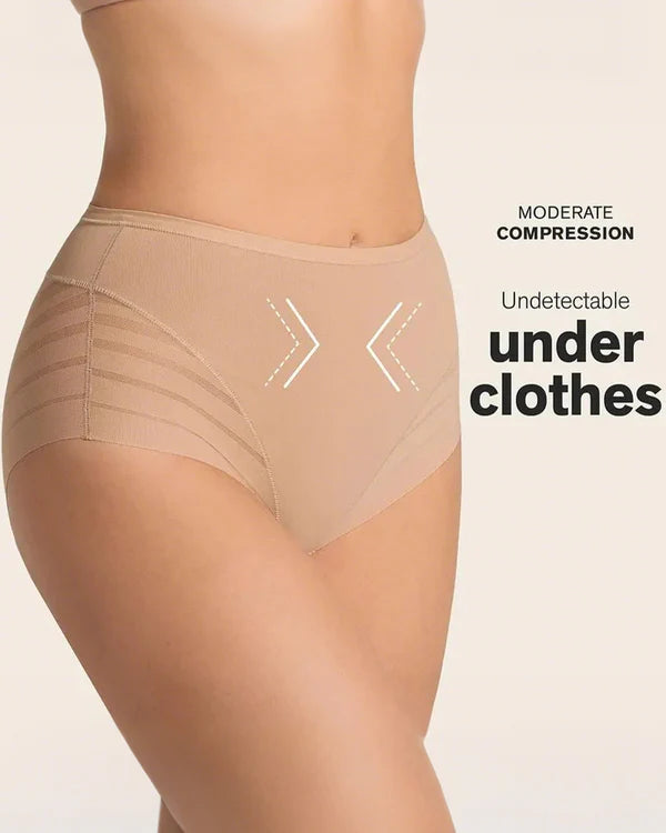 🔥Plus Size Up to 6XL 🔥 High Waisted Invisible Tummy Control Panties - Sheer Stripe Shapewear