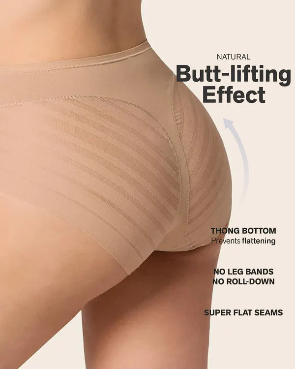🔥Plus Size Up to 6XL 🔥 High Waisted Invisible Tummy Control Panties - Sheer Stripe Shapewear