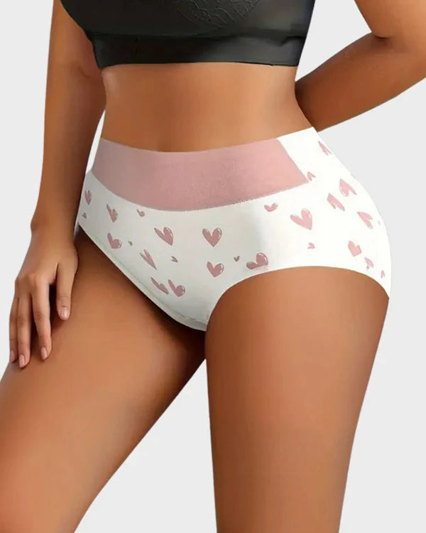 🌸LAST DAY 50% OFF🌸Soft Cotton Heart Print High-Waist Panties (6 Pack)
